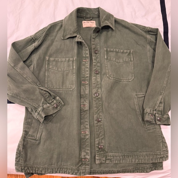 Free People We The Free Sage Green Denim Jacket - Picture 1 of 3